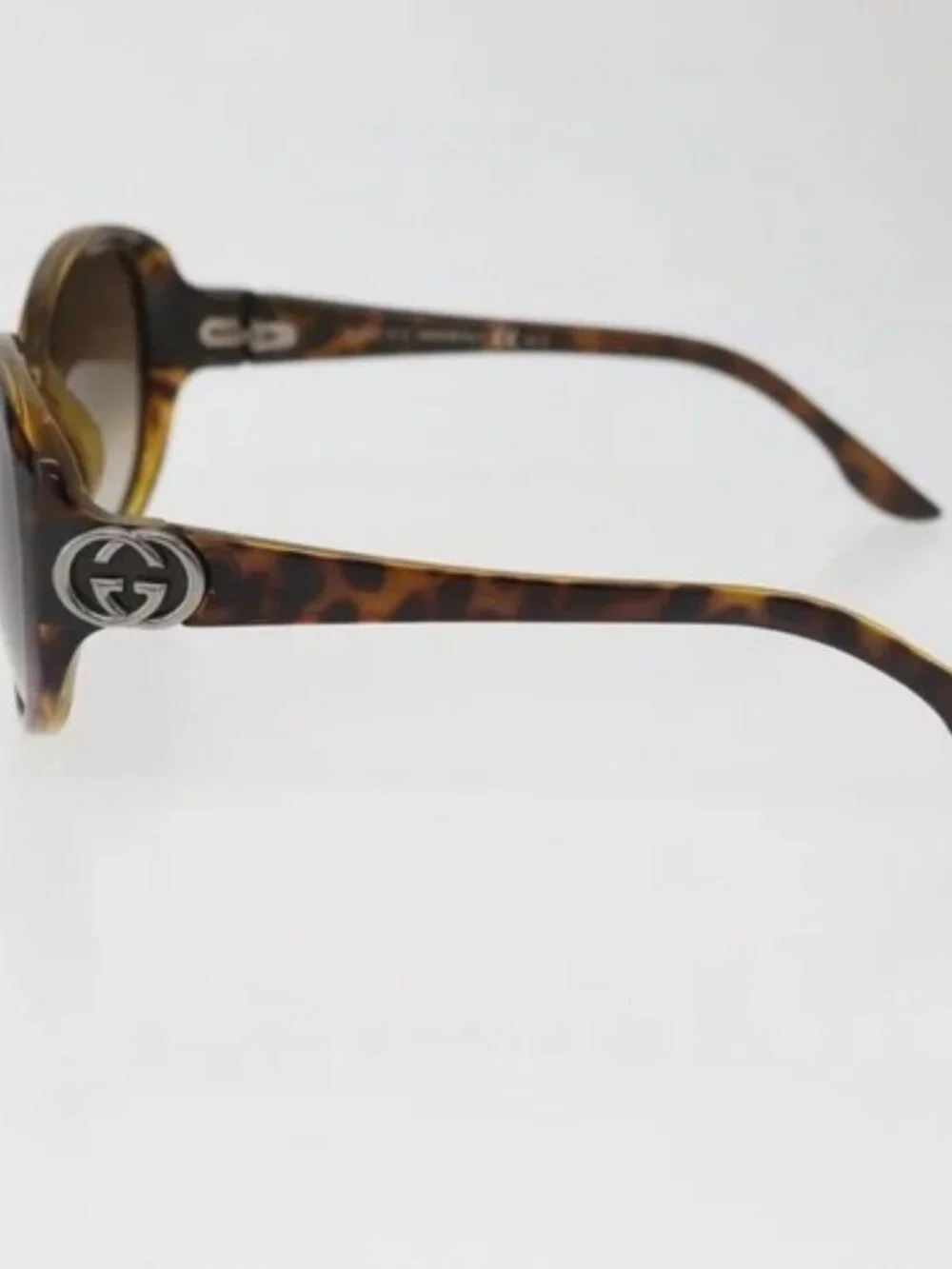 GUCCI Tortoise Pattern Sunglasses Plastic Brown Silver Auth BA13261
